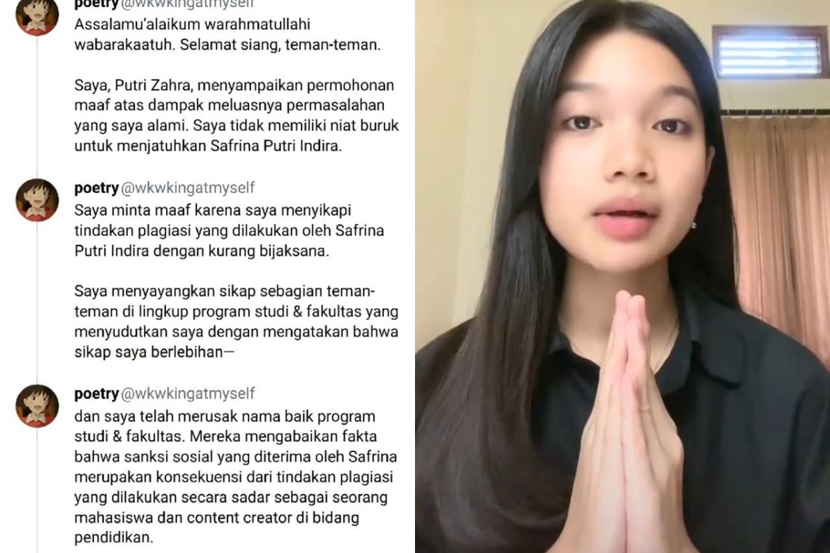 Safrina Putri Indira Mahasiswi UNAIR Pelaku Plagiat Tugas Teman hingga Diduga Pojokkan Korban, Putri Zahra Ngaku Hanya Dibela 2 Orang di Fakultasnya